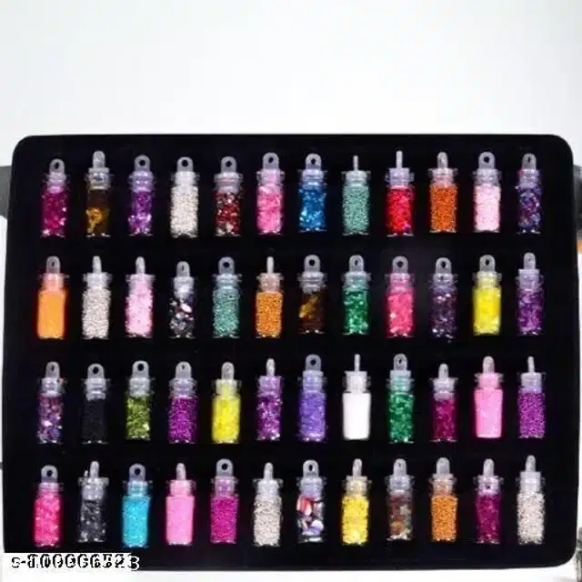 Premium Nail Art Glitter, Multicolor, Pack of 48