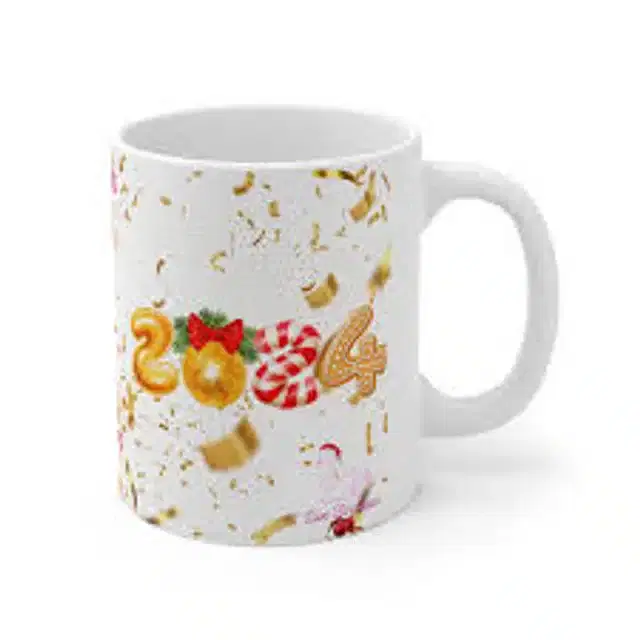 Ceremic Printed Coffee Mug, White, 350 ml
