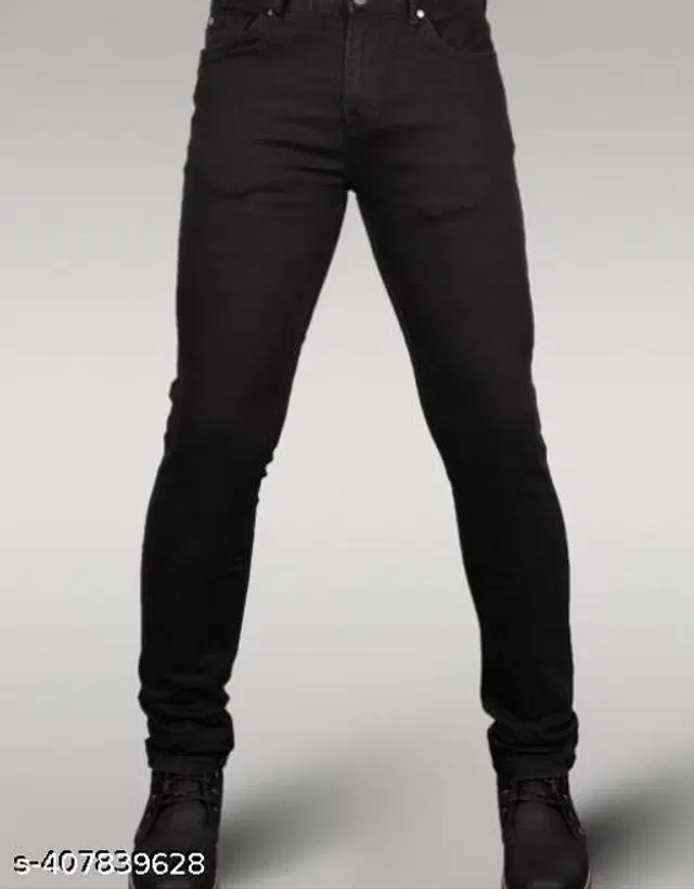 Denim Slim Fit Jeans for Men (Black, 28)