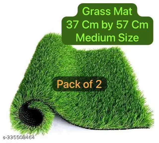 Artificial Grass Doormat, Green, 37x57 cm, Pack of 2