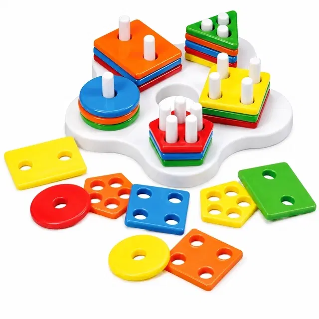 Geometric Shape Sorter & Stacking Toy, Flower Base