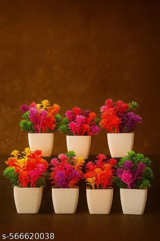 Plastic Artificial Flowers, Multioclor, Pack of 7