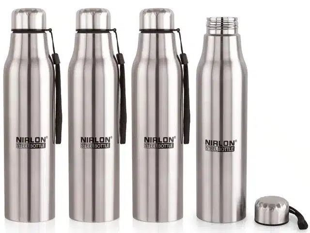 Stainless Steel Insulated Single Wall Water Bottle, Pack of 4, Silver, 650 ml