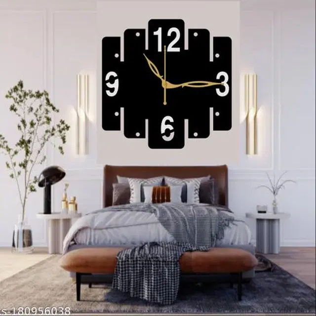 Wooden Wall Clock for Home, Black