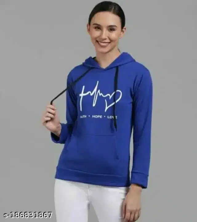 Cotton Blend Hoodie for Girls (Blue, 10-11 Years)