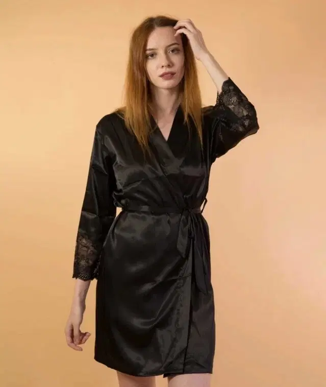 Satin Babydoll for Women (Black, Free Size)