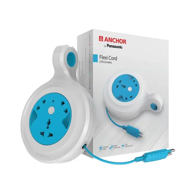 Anchor 5223 Flexi Cord With 3 Pin And 4 Meter Long Wire 3 Socket Extension Boards (White, 4 M)