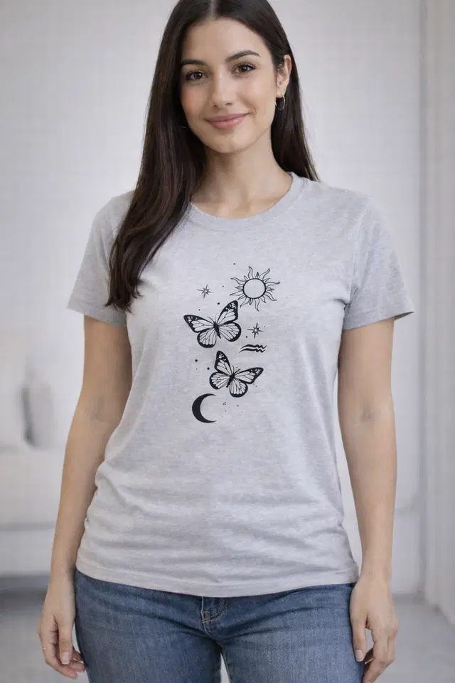 Cotton Blend Printed T-shirt for Men, Grey (M)