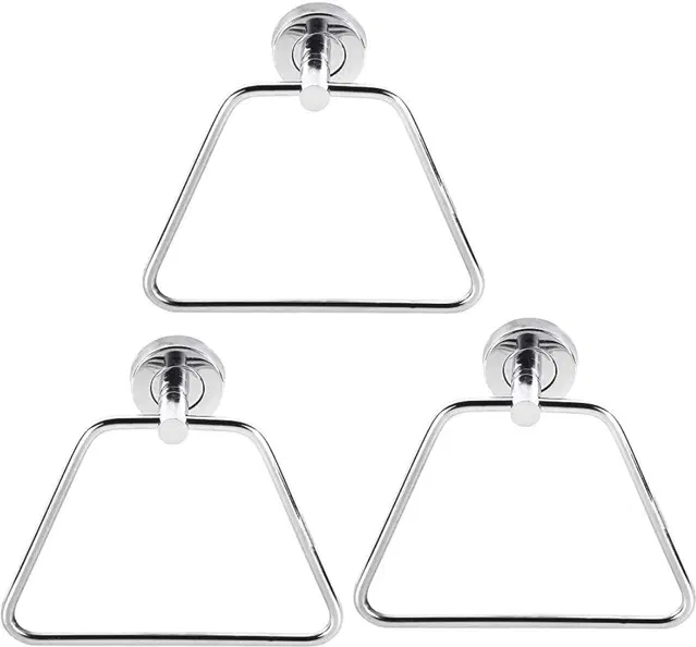 Stainless Steel Multipurpose Towel Ring with Wall Flange, Silver, Set of 3