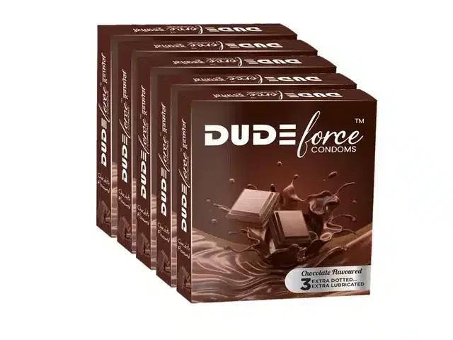 Dude Force 3 Pcs Chocolate Flavoured Condoms for Men, Set of 5