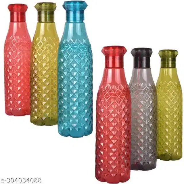 Water Bottle Set, Multicolor, 1000 ml, Pack of 6