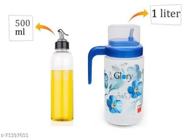 Plastic Oil Dispenser, Multicolor, Set of 2
