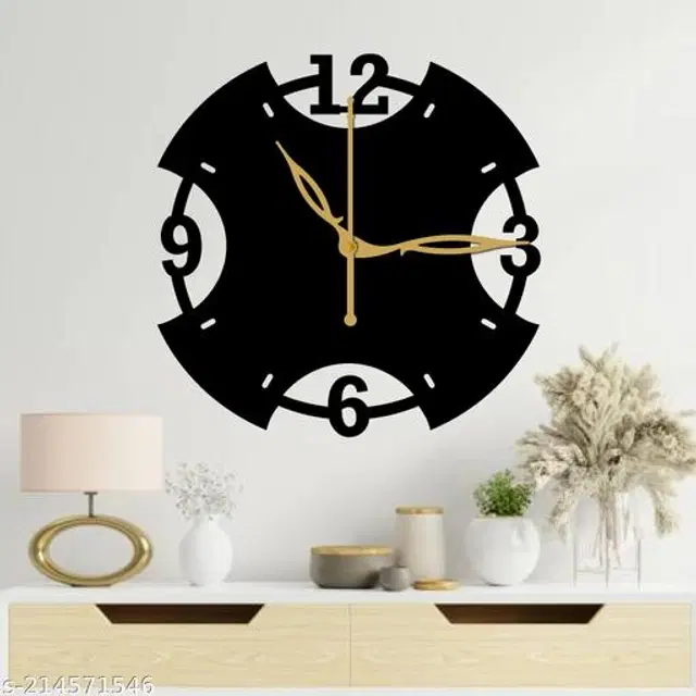 Wooden Wall Clock for Home, Black