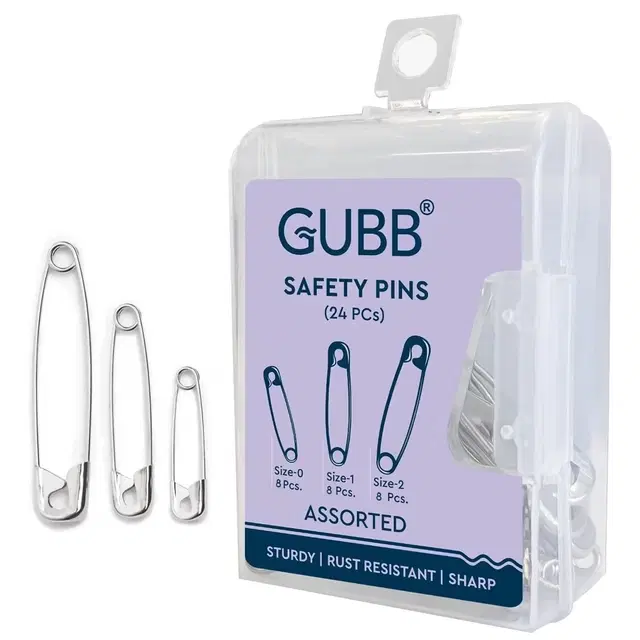 Gubb Safety Pin Assorted Size (0,1,2) (Pack Of 24)