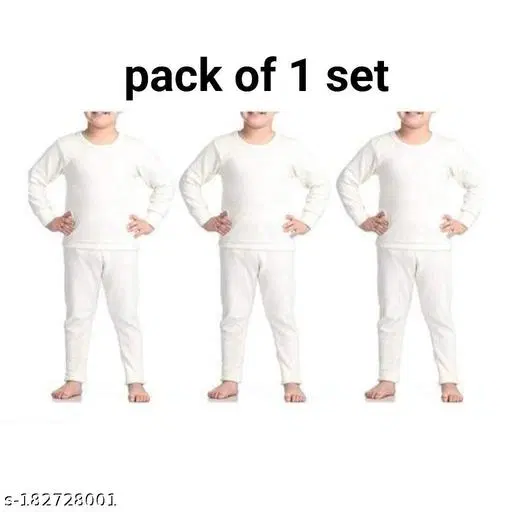 Woolen Thermal Set for Kids, Set of 1 (White, 0-6 Months)