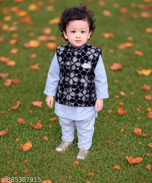 Solid Cotton Kurta Set for Boys (White, 12-18 Months)