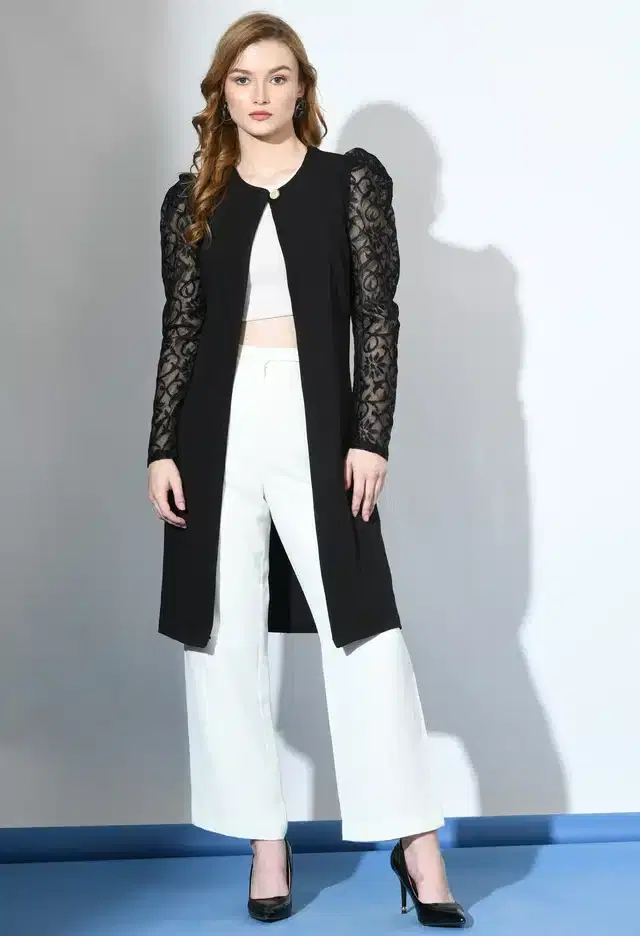 Full Sleeves Shrug for Women (Black, M)