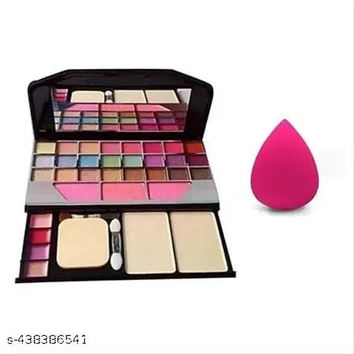 Makeup Kit with Blender Puff, Multicolor, Set of 2