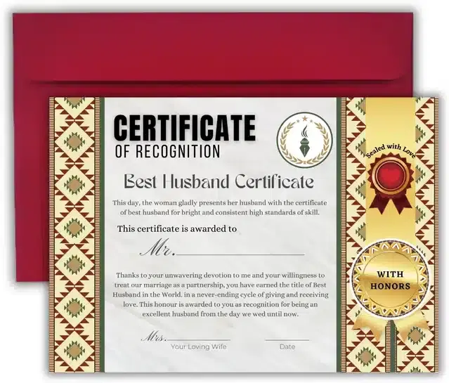 Best Husband Certificate