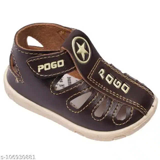 Velcro Sandals for Infants (Brown & Cream, 6-9 Months)