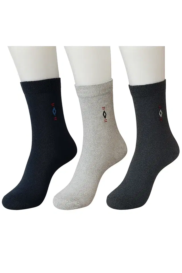 Cotton Spandex Calf Length Socks for Men, Multicolor, Set of 3