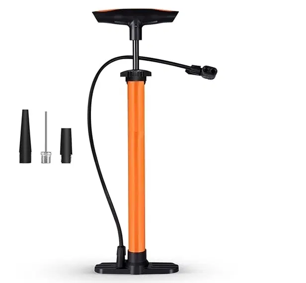 Plastic Bicycle Pump, Orange & Black