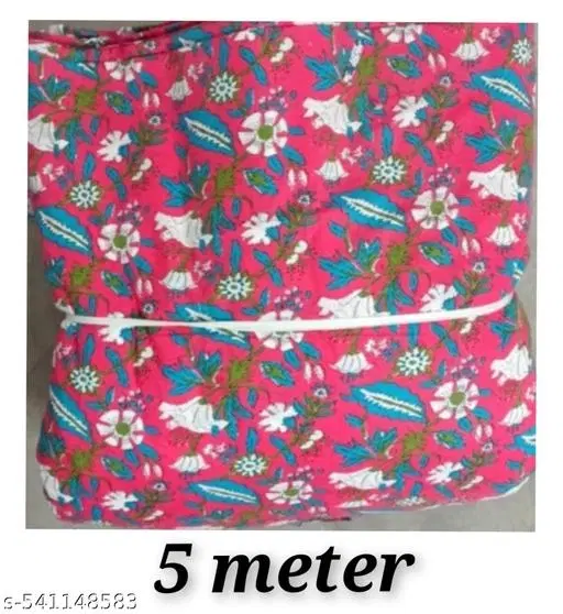 Rayon Printed Unstitched Kurti Fabric for Women, Pink (M)