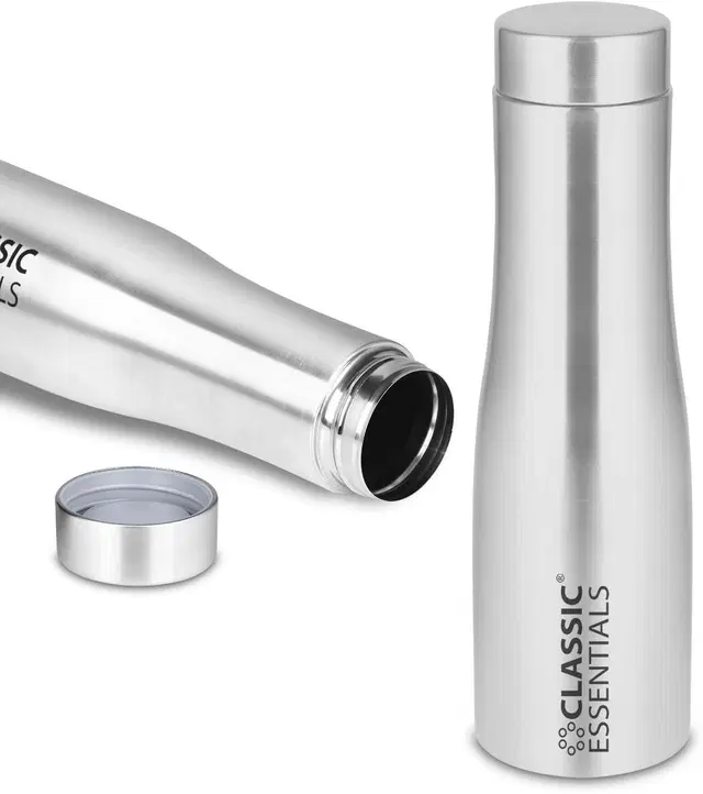 Stainless Steel Water Bottles, Silver, 1000 ml, Pack of 2