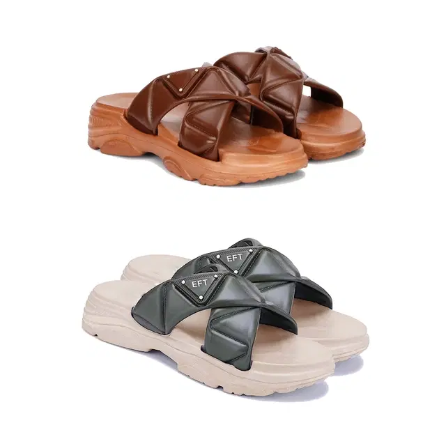 Sliders for Women, Set of 2 (Multicolor, 8)