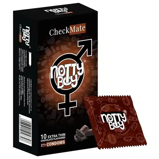 NottyBoy Checkmate Ultra Thin Chocolate Flavoured Condoms, Pack of 10