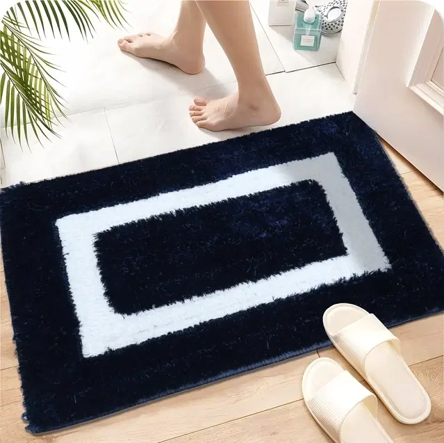 Qaleen Microfiber Bath Mat, 16x24 Inch, Blue