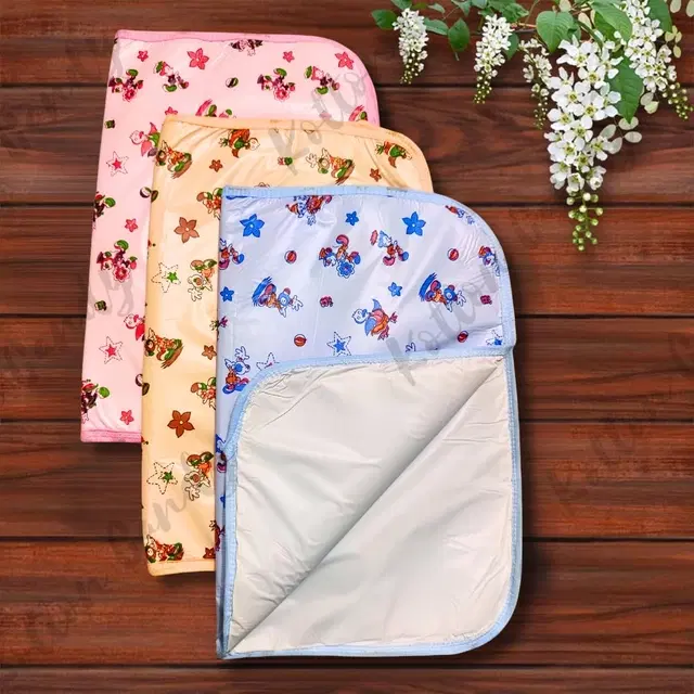 New Born Baby Waterprrof Urine Sheets/Bed Protector Sheets -Set of 2, Multicolor