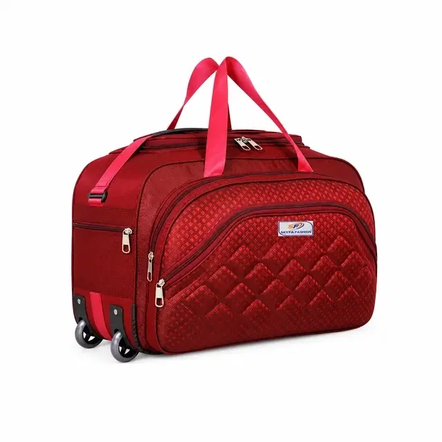 Polyester Trolley Duffel Bag, Red [61 L]