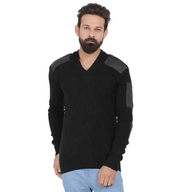ArmyStyle Sweater for Men (Black, M) (J-29)