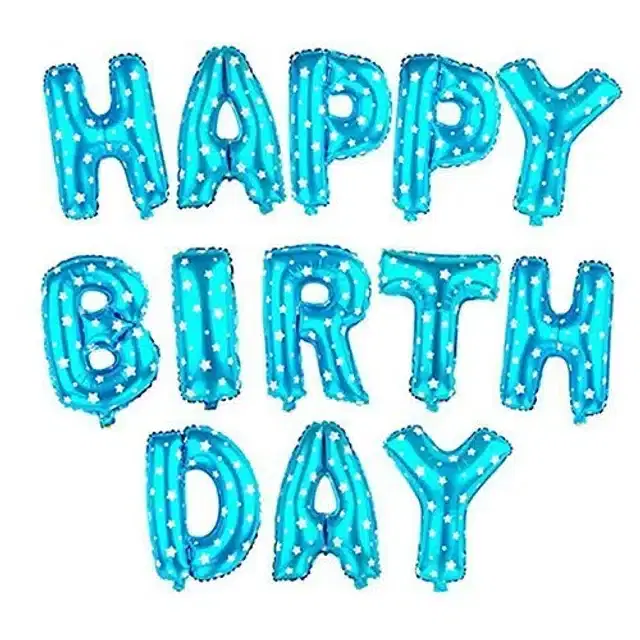 Happy Birthday Letters Balloon, Blue, Set of 1