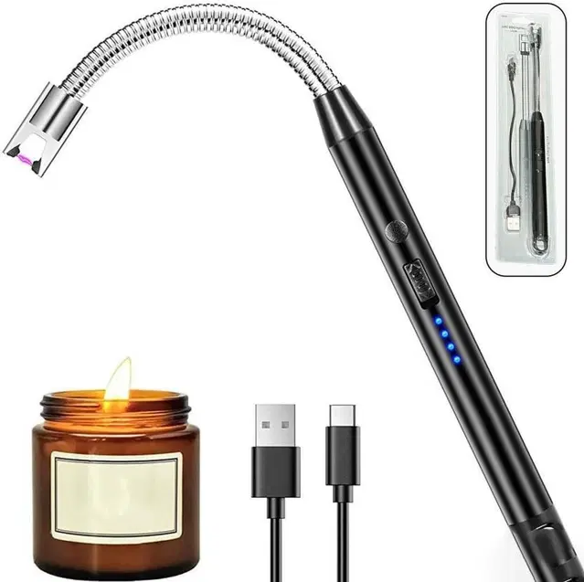 Rechargeable Flameless & Windproof Gas Lighter with LED Battery Indicator, Multicolor, Pack of 1