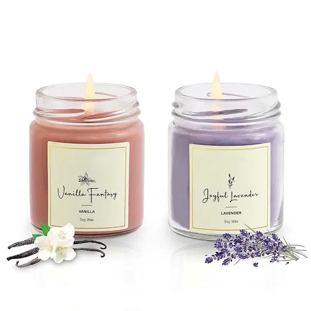 Long Lasting Aroma Jar Candles, Multicolor, Pack of 2