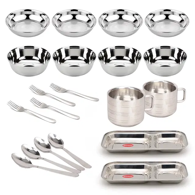 Snack Party Steel Dinner Set, Set of 20
