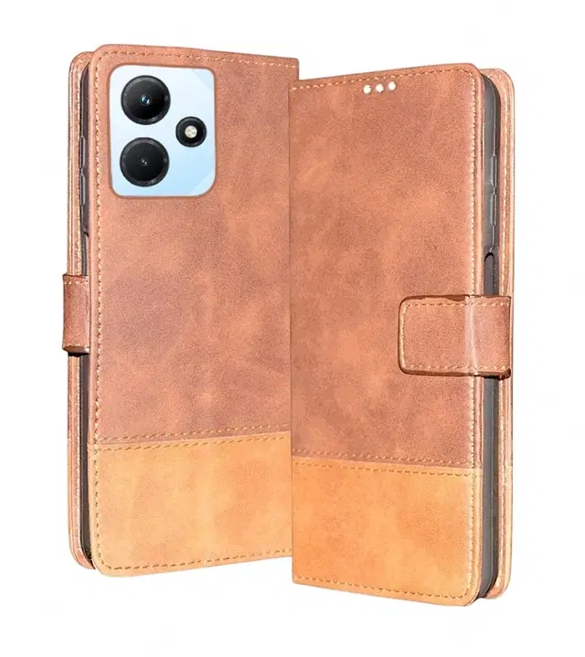 Artificial Leather Mobile Flip Cover for Infinix X669C / Hot 30I, Brown