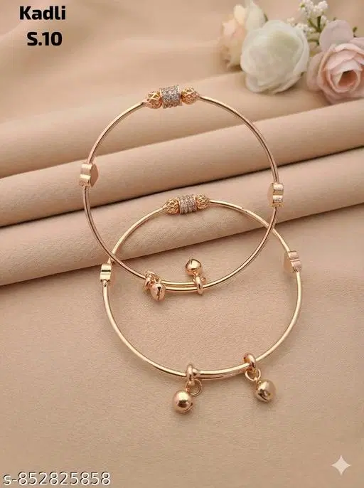 American Diamond Kadali for Women (Rose Gold Plated, Gold, Free Size)