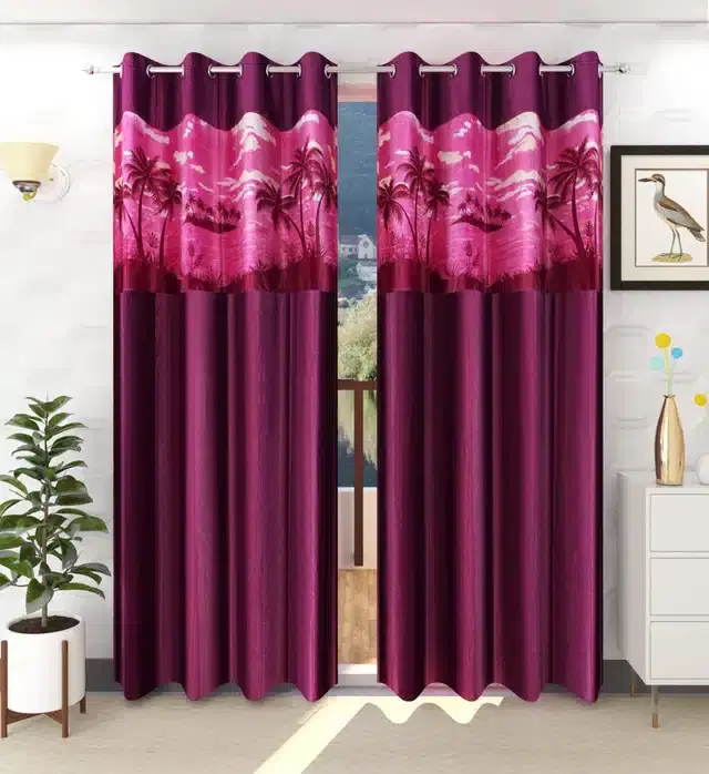 Window Curtains, Pack of 2, Wine, 5 feet