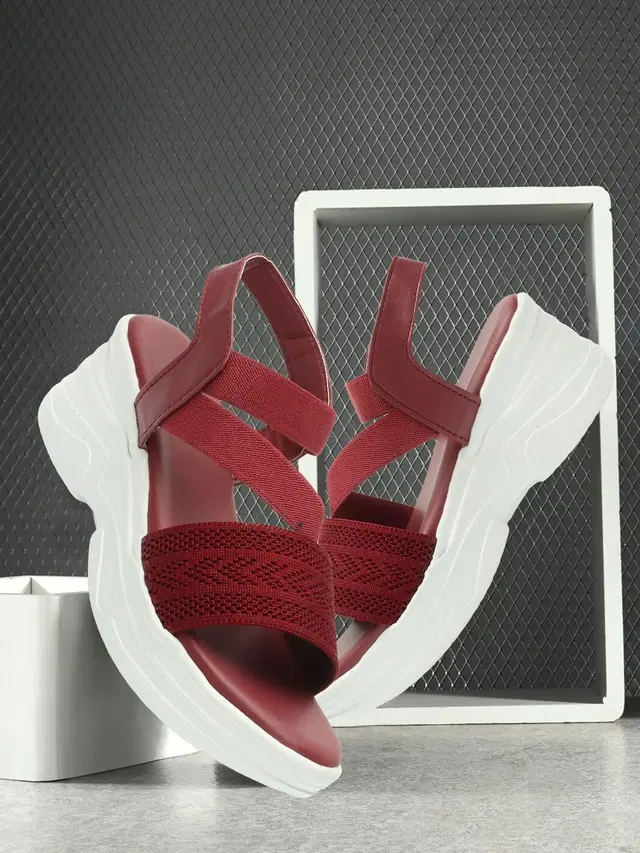 Sandals for Women (Maroon, 5)