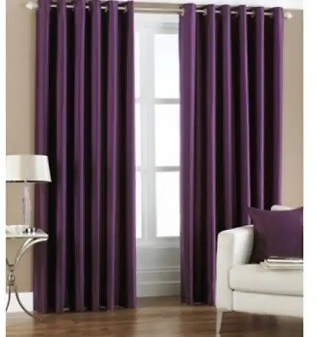 Solid Door Curtains, Pack of 2, Purple, 7 feet