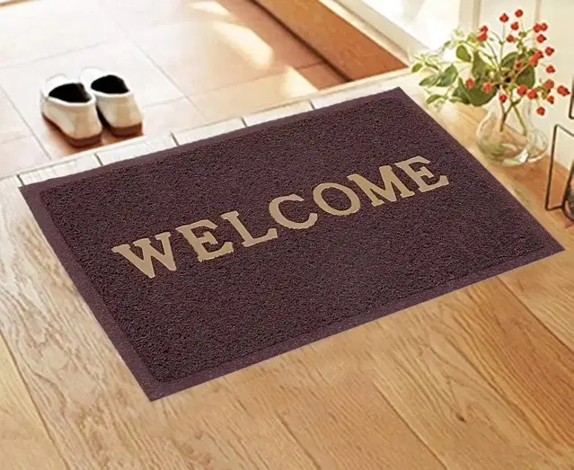 PVC Anti Skid Welcome Door Mat Brown (38*58 cm)