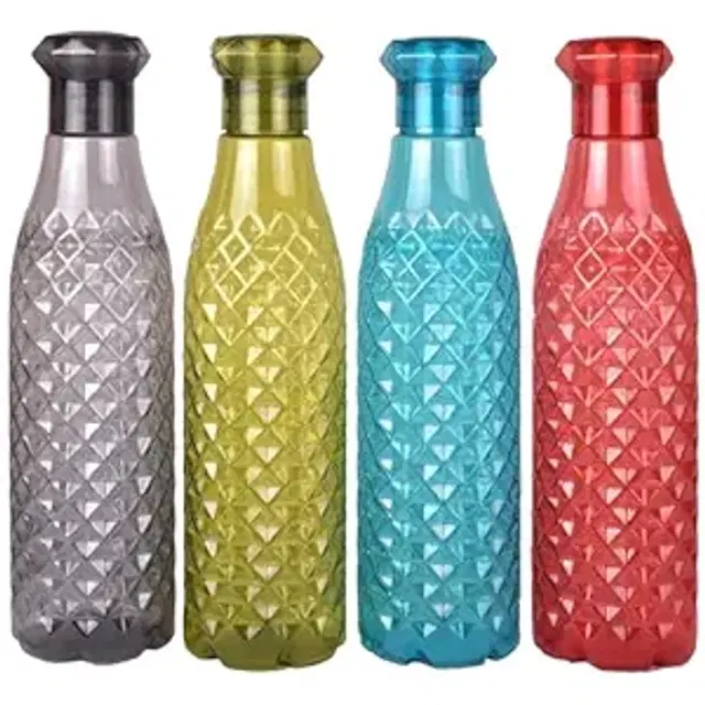 Plastic Water Bottles, Multicolor, 1000 ml, Pack of 4