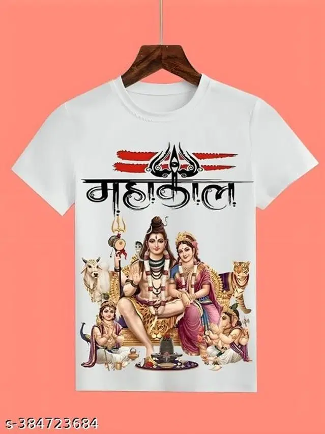 Round Neck Printed T-Shirt for Boys (White, 13-14 Years)