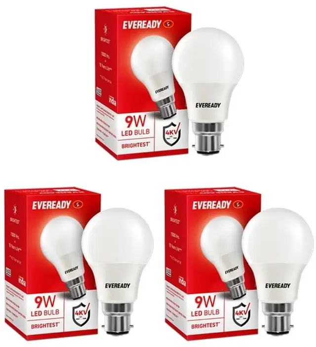 Eveready 9W  B22  Led Bulb (Cool White, Pack of 3)