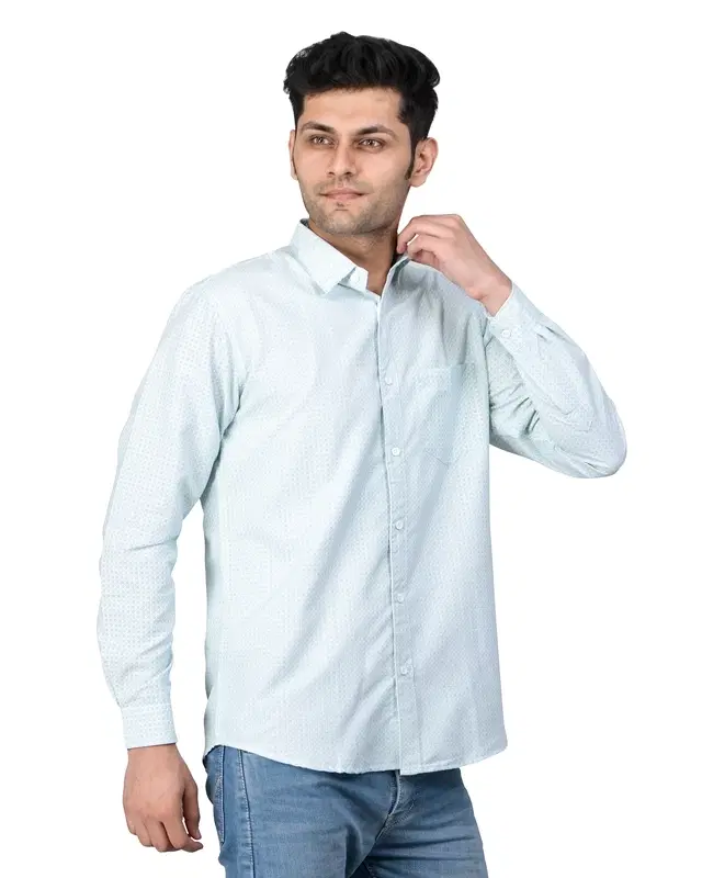 Poly Cotton Full Sleeves Solid Shirt for Men, White (L)