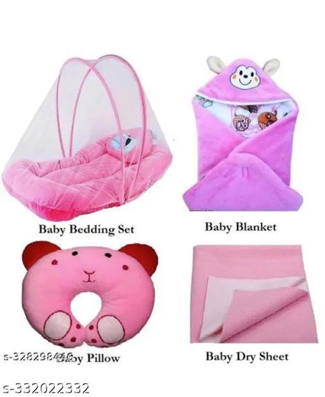 Microfiber Blankets for Babies, Pack of 4 (Pink, Free Size)