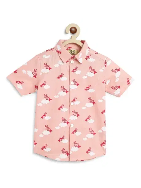 Cotton Blend Printed Shirt For Boys, Pink (1-2 year)